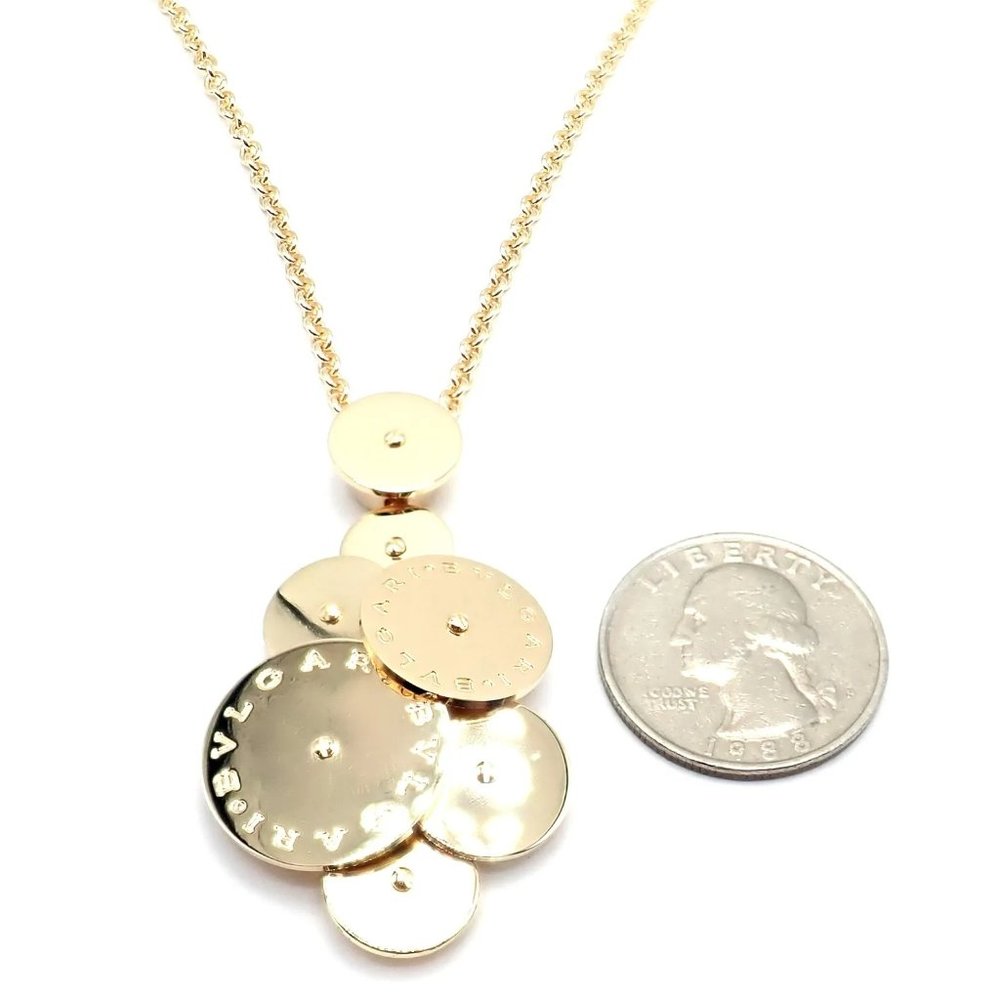 Authentic! Bulgari Bvlgari Cicladi 18k Yellow Gold Large Pendant Link Necklace - Picture 3 of 10